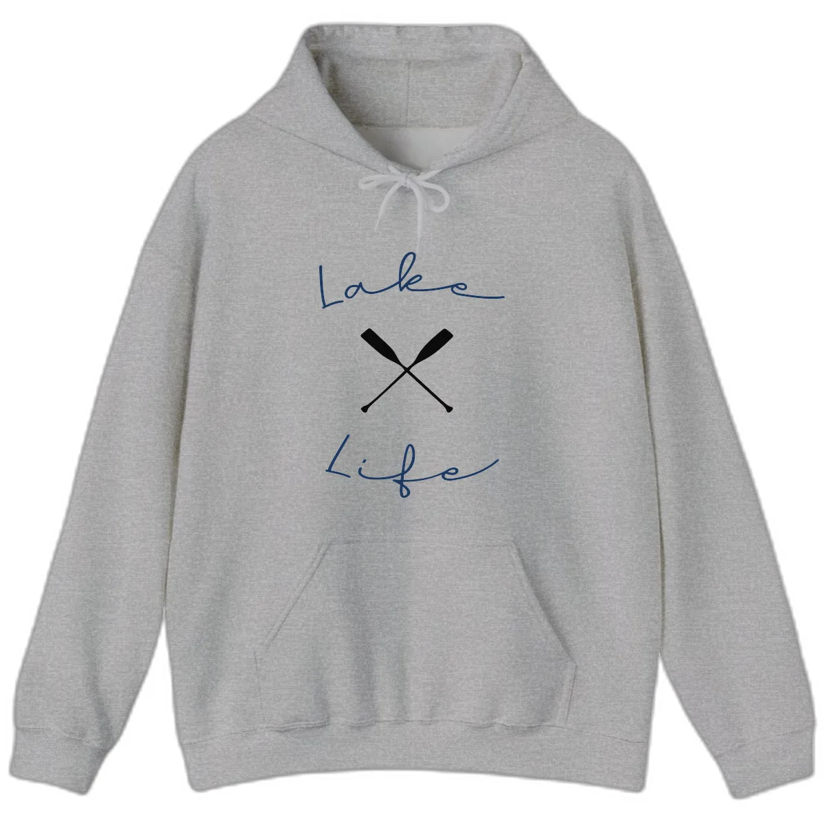 Lake Life Oar Design Hoodie in Sport Grey