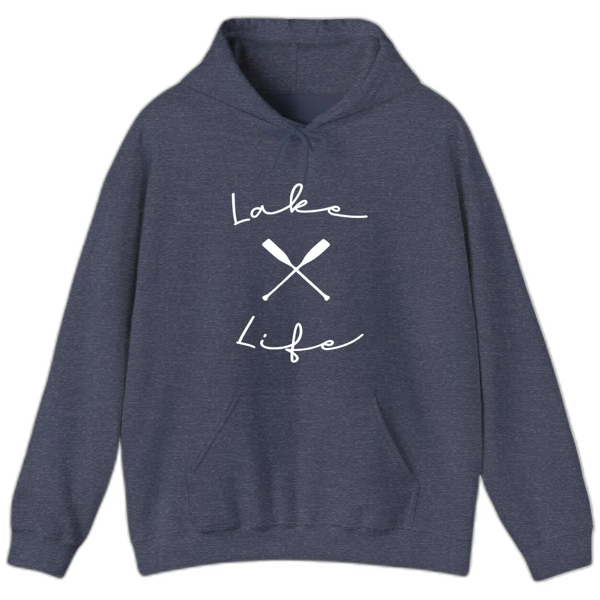 Lake Life Oar Design Hoodie in Heather Sport Dark Navy