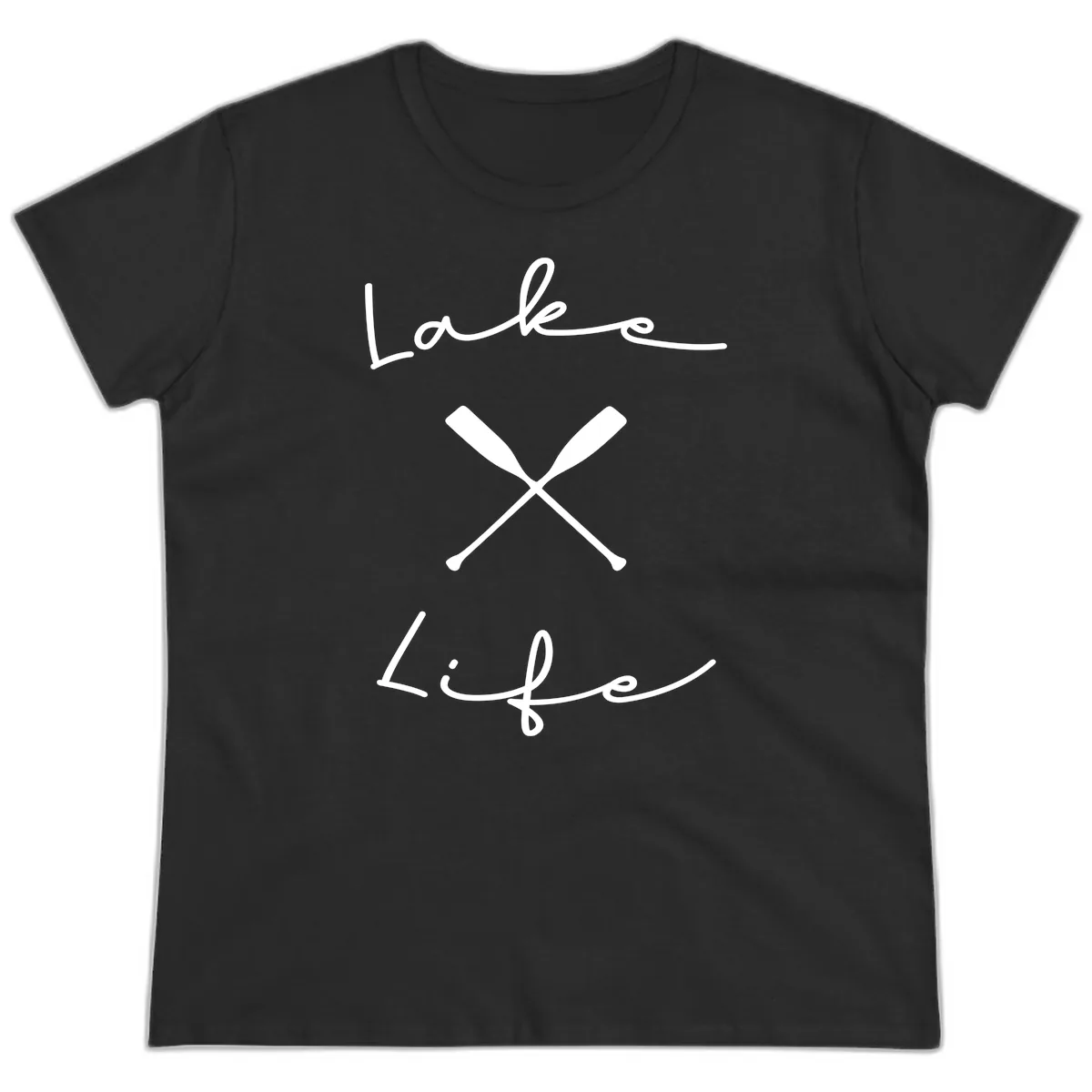 Lake Life Oar Design Ladies Tee in Black