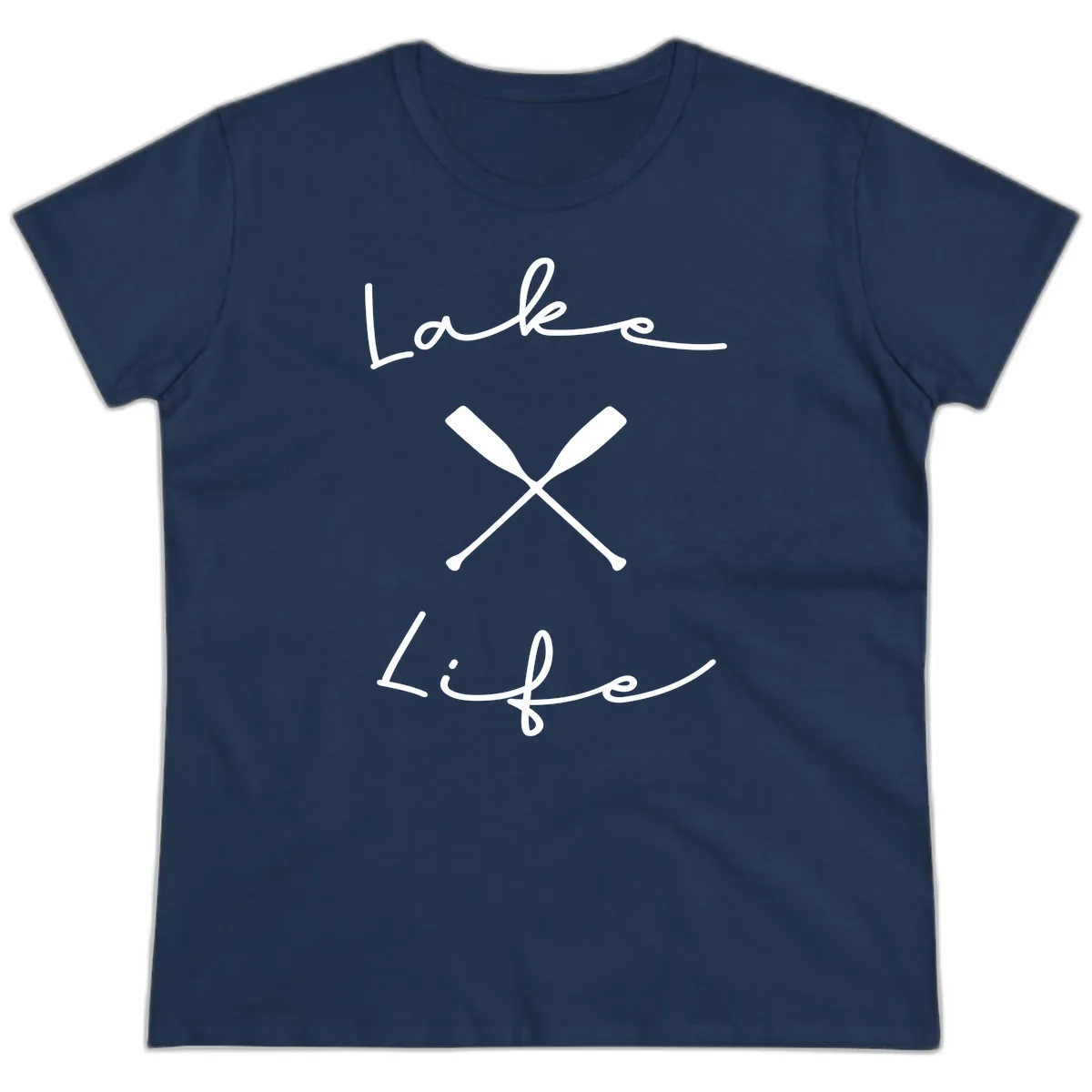 Lake Life Oar Design Ladies Tee in Navy
