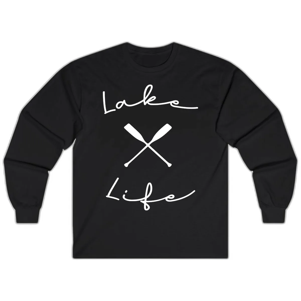 Lake Life Oar Design Long Sleeve in Black