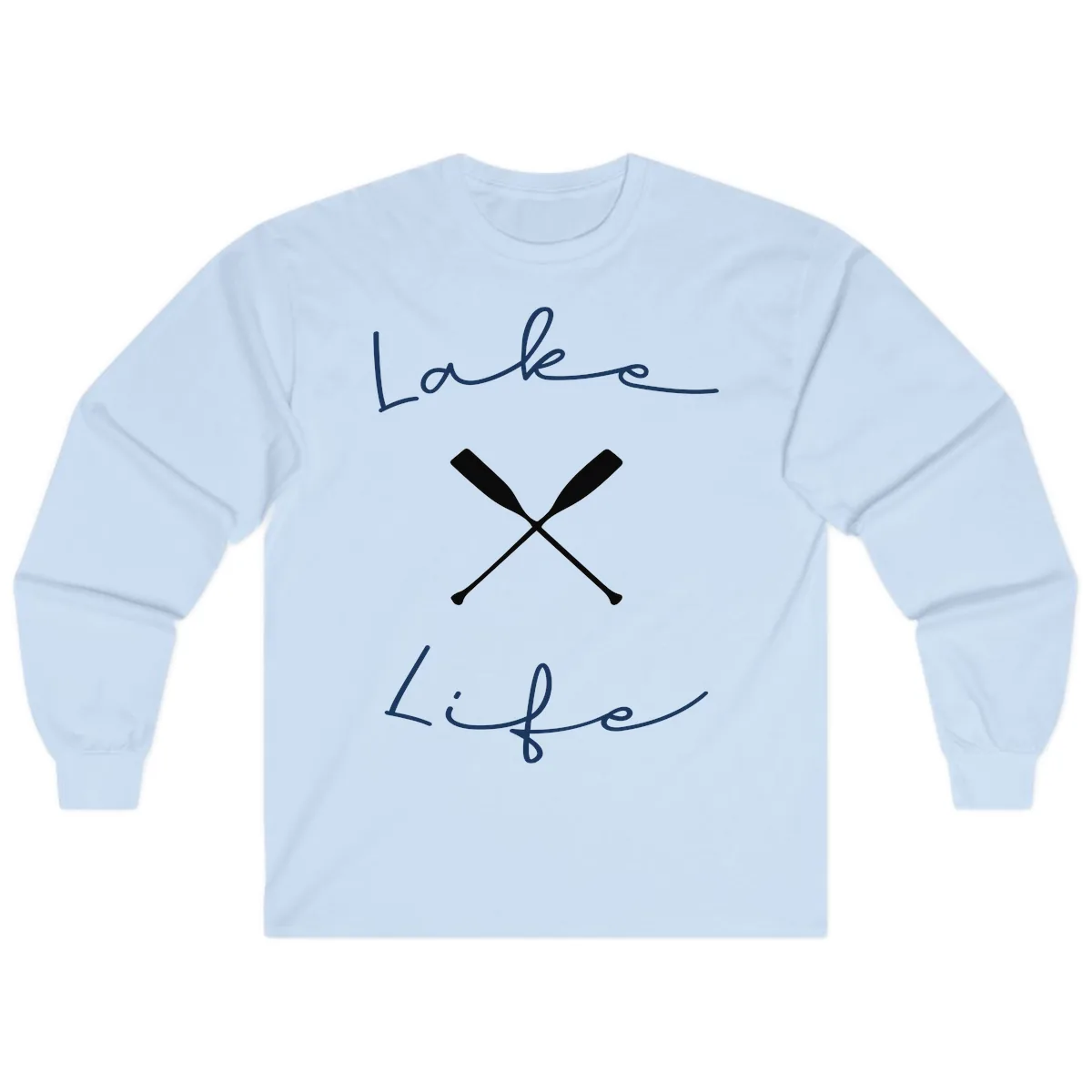 Lake Life Oar Design Long Sleeve in Light Blue