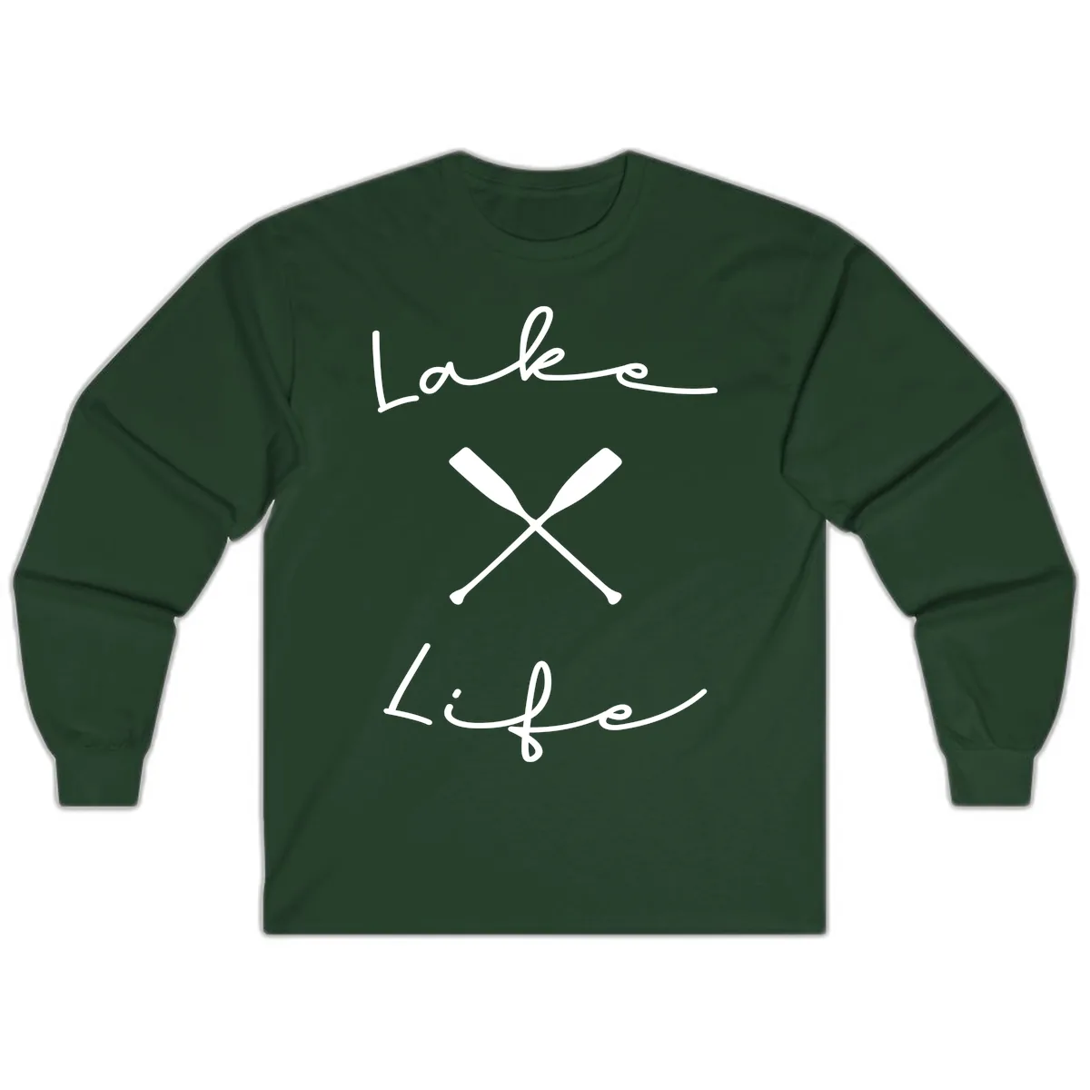 Lake Life Oar Design Long Sleeve in Forest Green