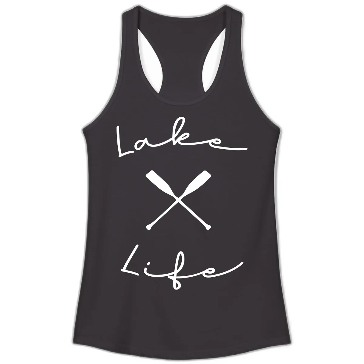 Lake Life Oar Design Ladies Tank in Black
