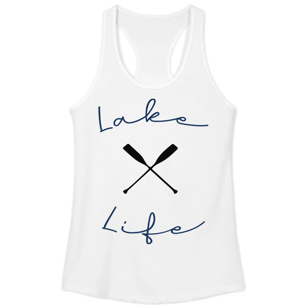 Lake Life Oar Design Ladies Tank in White