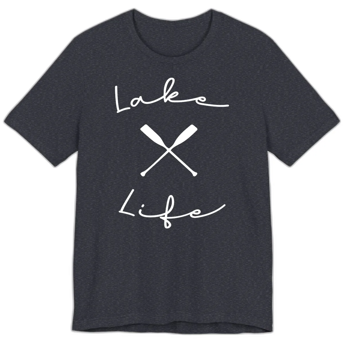 Lake Life Oar Design Premium T-Shirt in Heather Navy