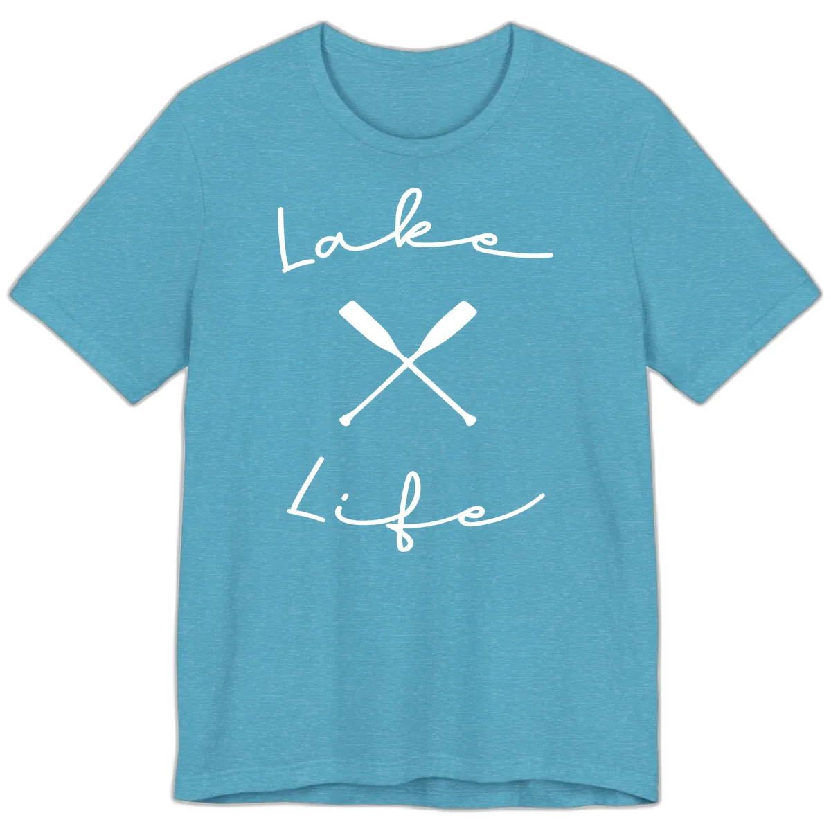 Lake Life Oar Design Premium T-Shirt in Heather Aqua