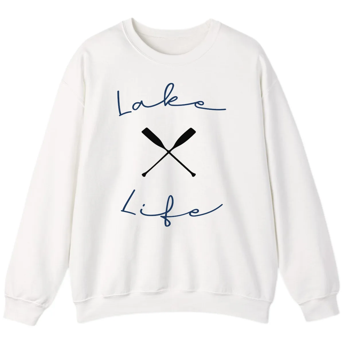 Lake Life Oar Design Sweatshirt in White
