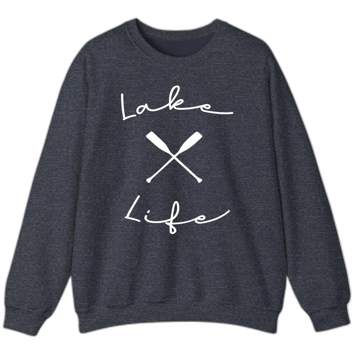 Lake Life Oar Design Sweatshirt in Heather Sport Dark Navy