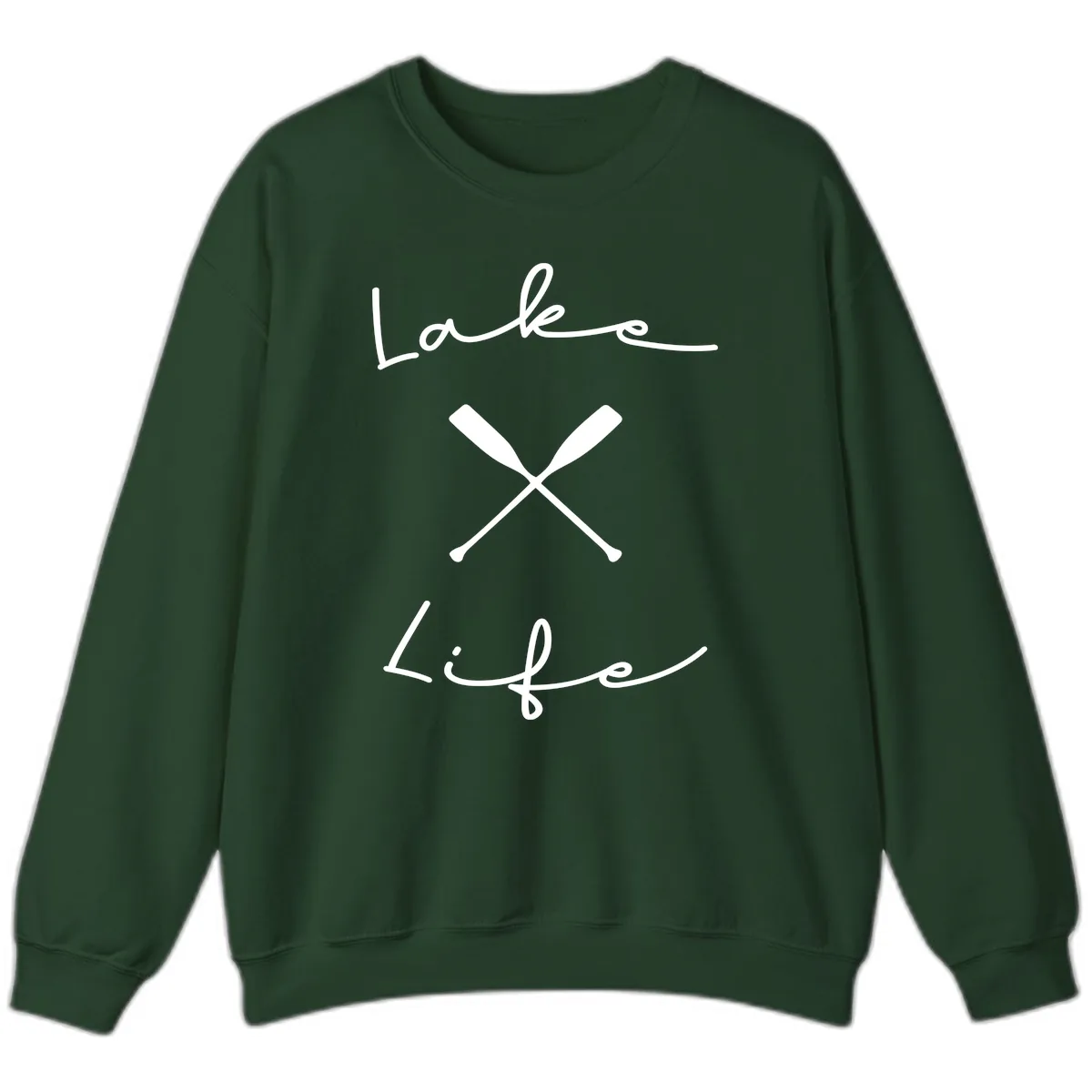 Lake Life Oar Design Sweatshirt in Forest Green
