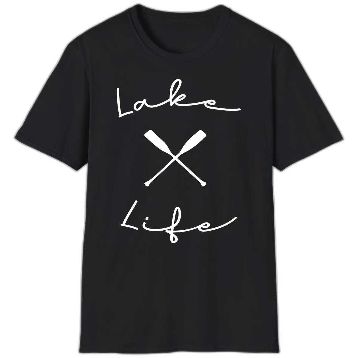 Lake Life Oar Design T-Shirt in Black
