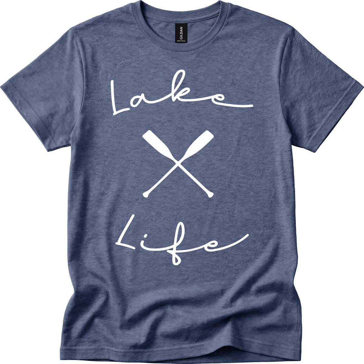 Lake Life Oar Design T-Shirt in Heather Navy