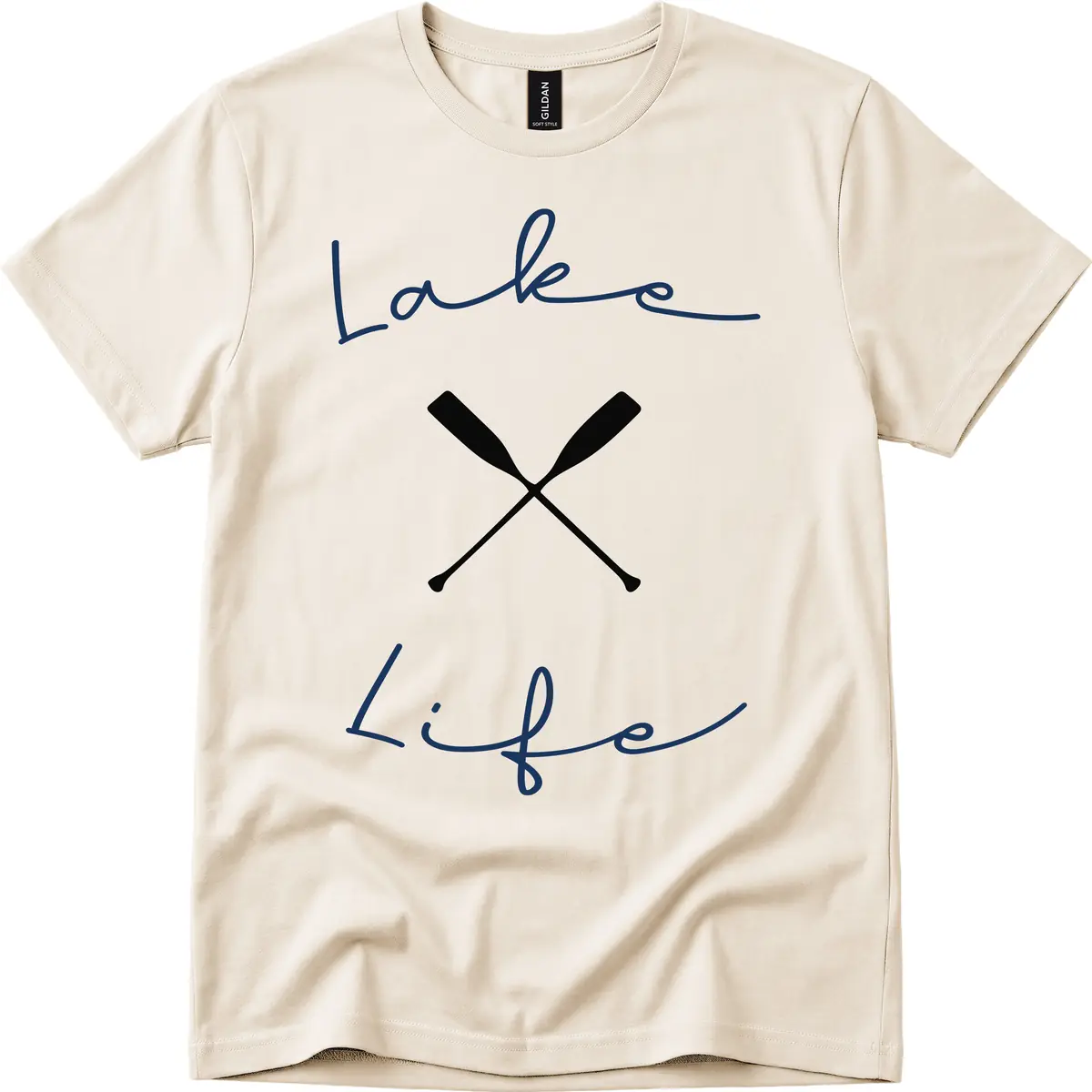 Lake Life Oar Design T-Shirt in Natural