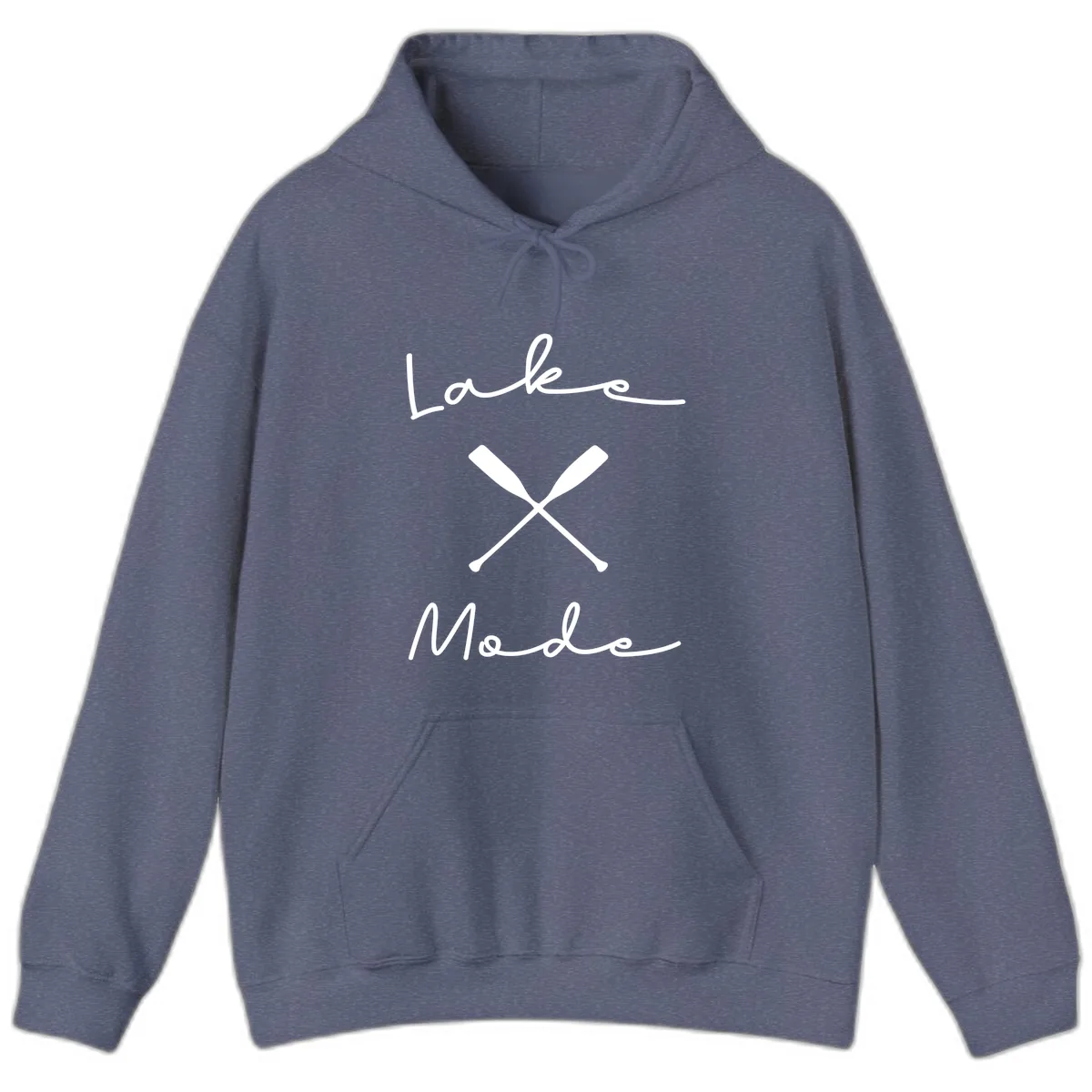 Lake Mode Oar Design Hoodie in Heather Navy