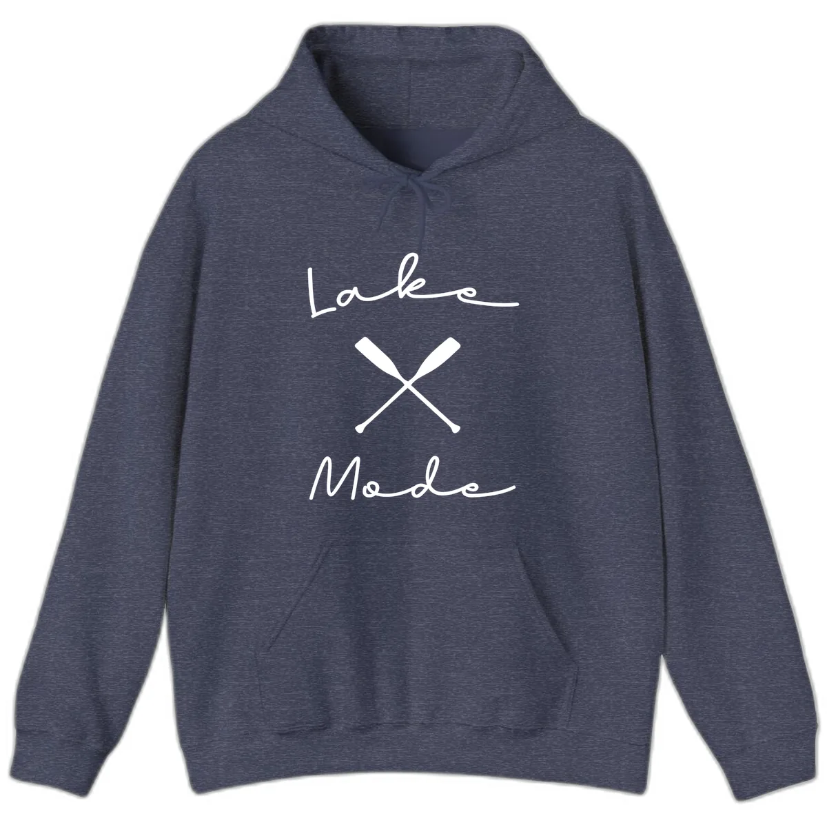 Lake Mode Oar Design Hoodie in Heather Sport Dark Navy