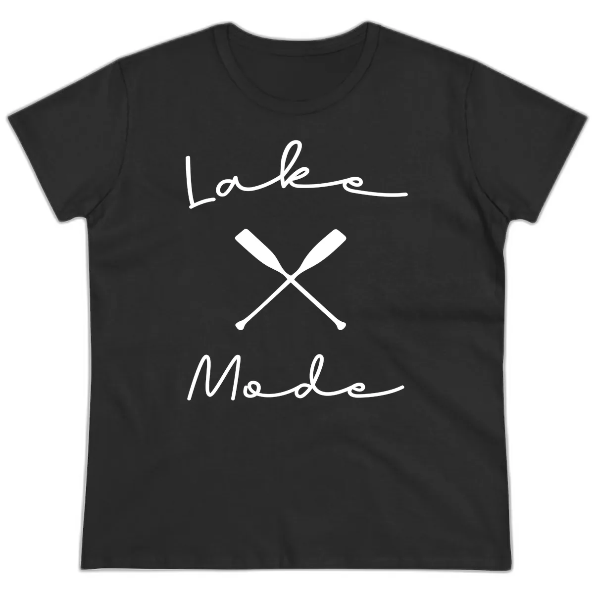 Lake Mode Oar Design Ladies Tee in Black