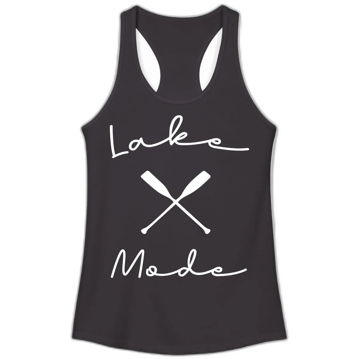 Lake Mode Oar Design Ladies Tank in Black