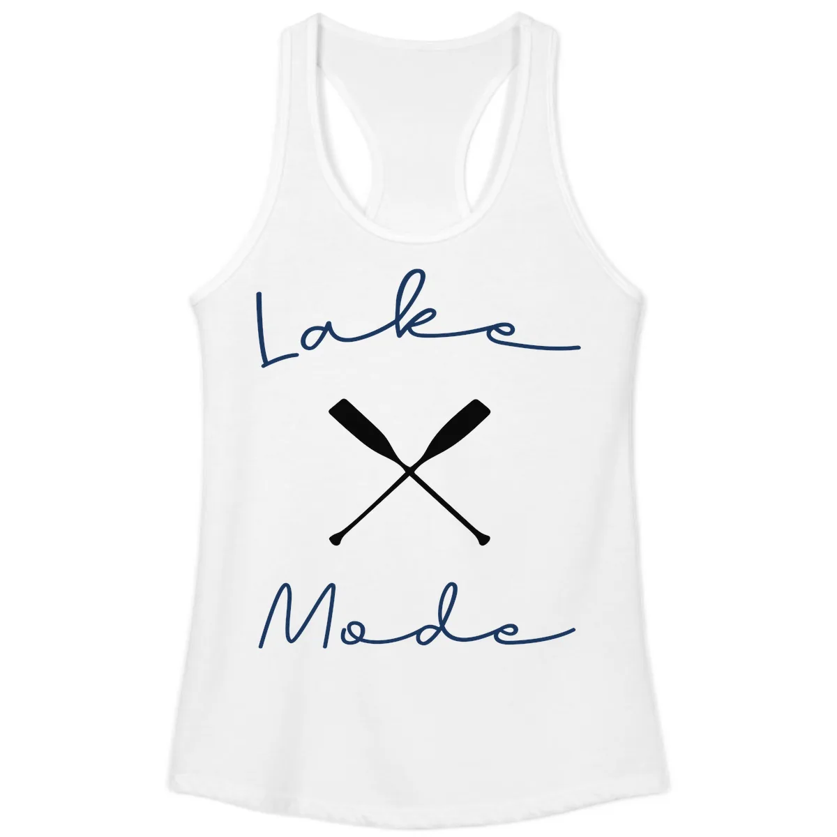 Lake Mode Oar Design Ladies Tank in White