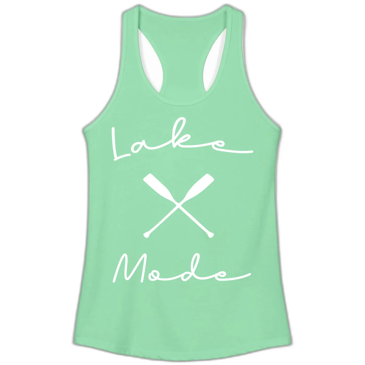 Lake Mode Oar Design Ladies Tank in Solid Mint