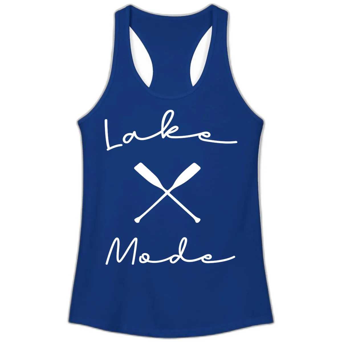 Lake Mode Oar Design Ladies Tank in Solid Royal