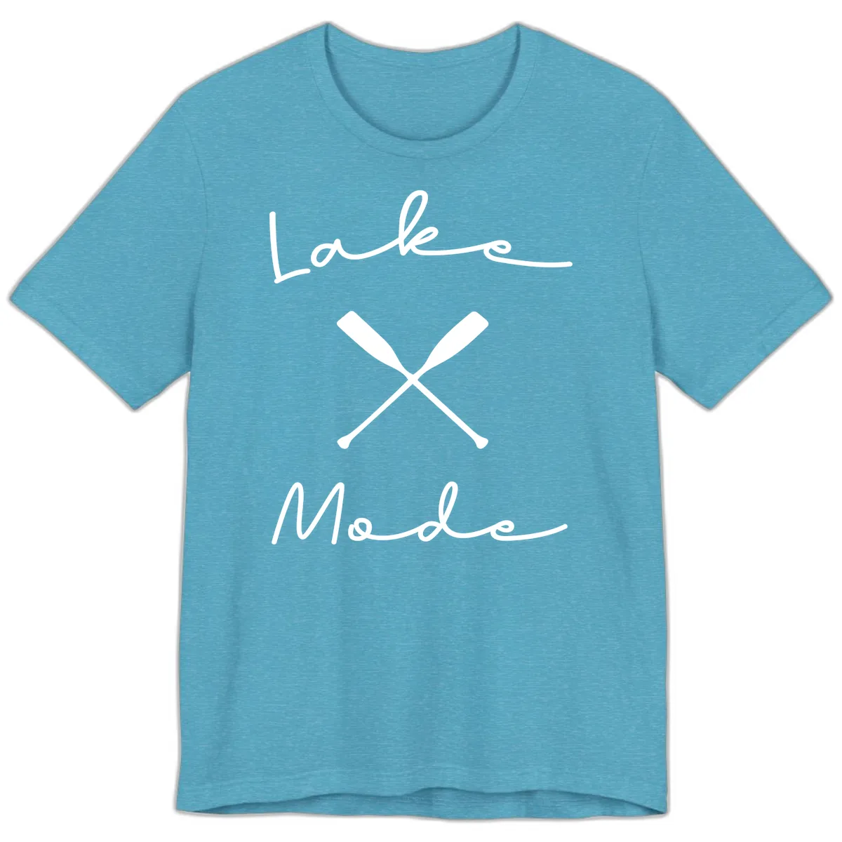 Lake Mode Oar Design Premium T-Shirt in Heather Aqua