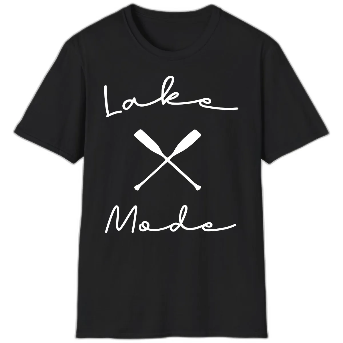 Lake Mode Oar Design T-Shirt in Black