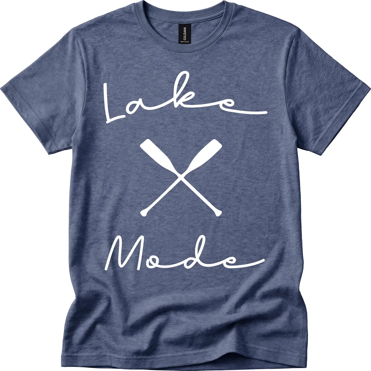 Lake Mode Oar Design T-Shirt in Heather Navy