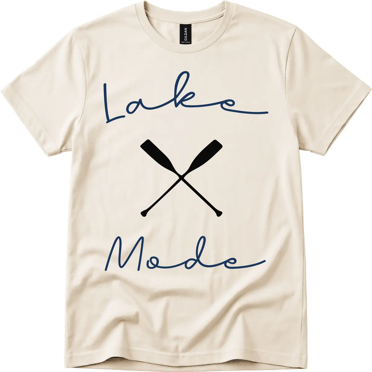 Lake Mode Oar Design T-Shirt in Natural