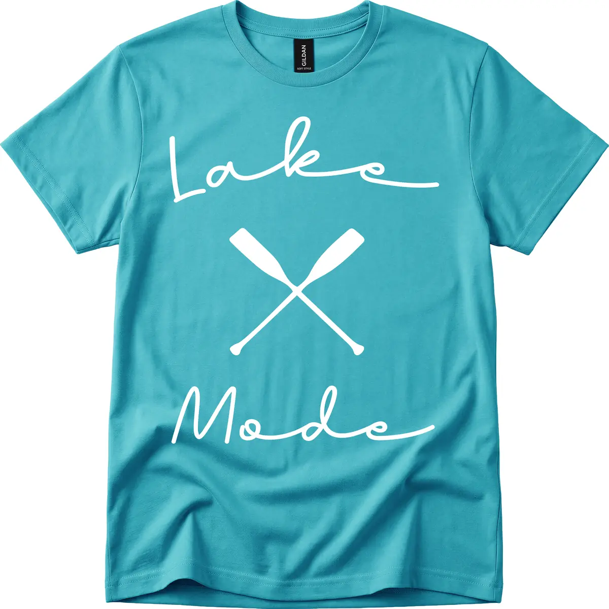 Lake Mode Oar Design T-Shirt in Tropical Blue