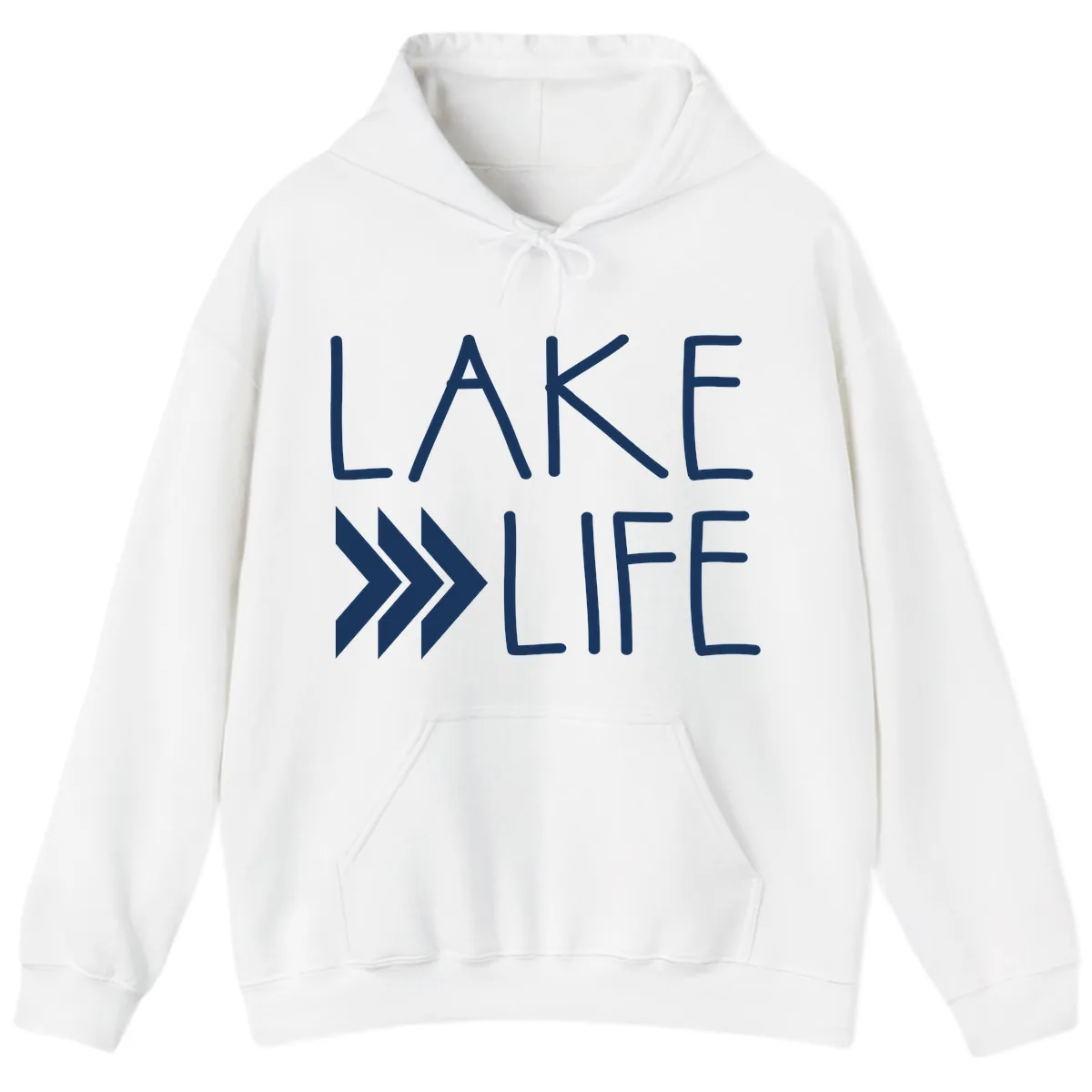 Lake Life Arrow Design Hoodie in White