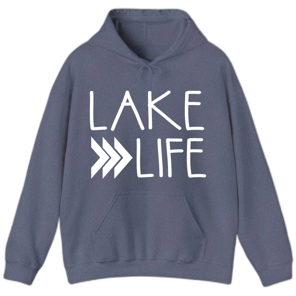 Lake Life Arrow Design Hoodie in Heather Navy