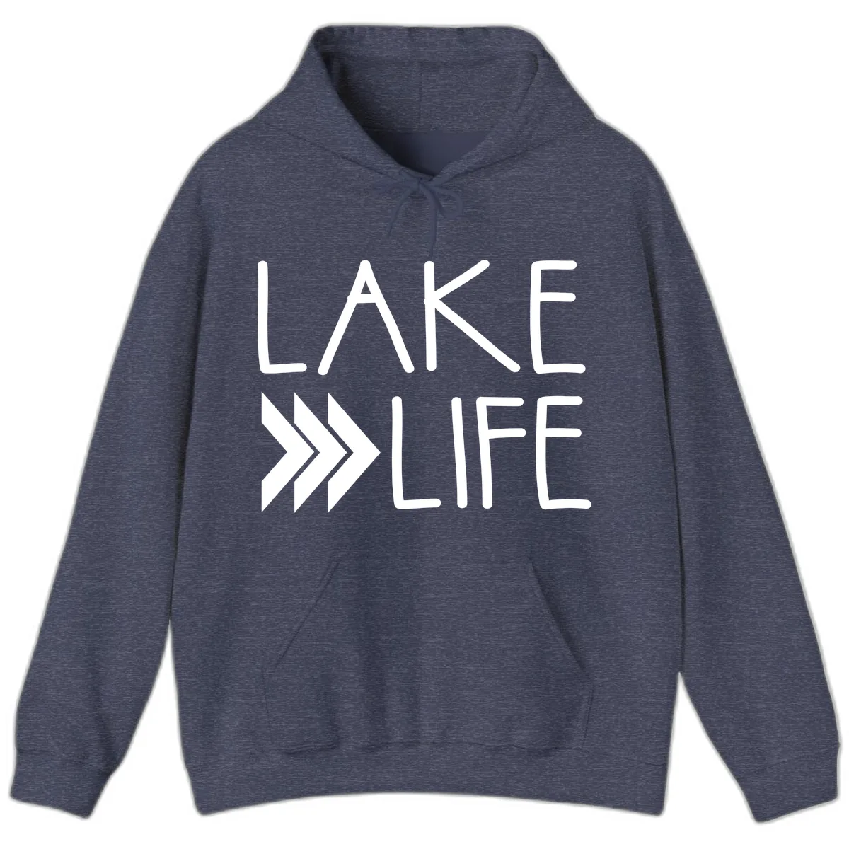 Lake Life Arrow Design Hoodie in Heather Sport Dark Navy