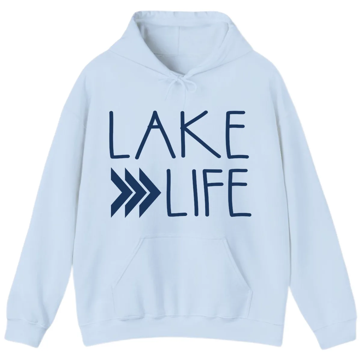 Lake Life Arrow Design Hoodie in Light Blue