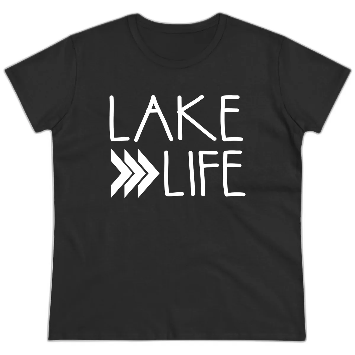 Lake Life Arrow Design Ladies Tee in Black