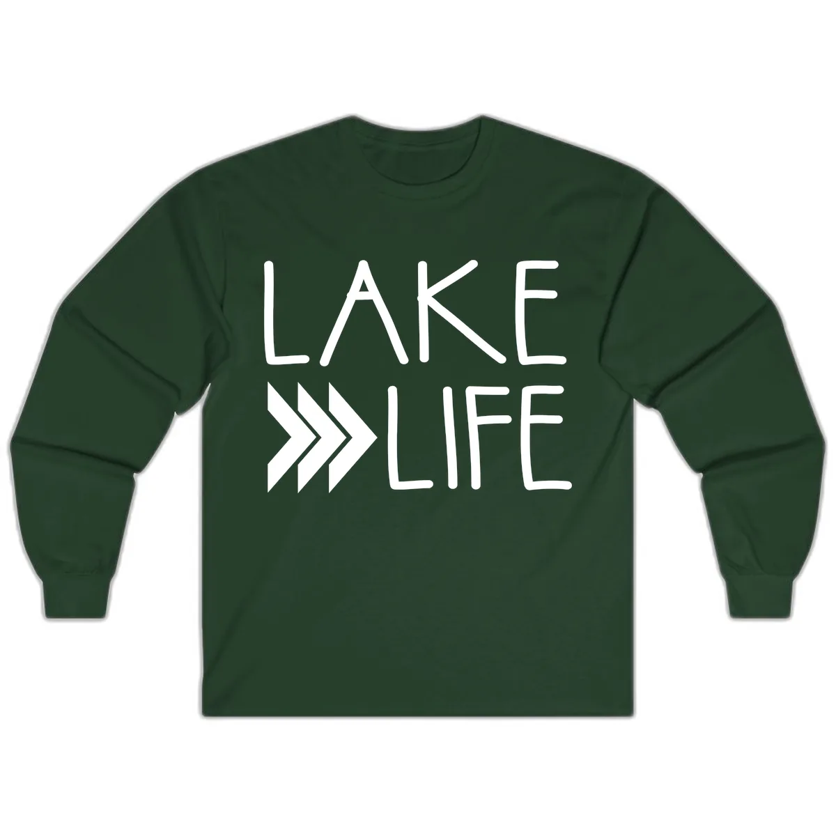 Lake Life Arrow Design Long Sleeve in Forest Green