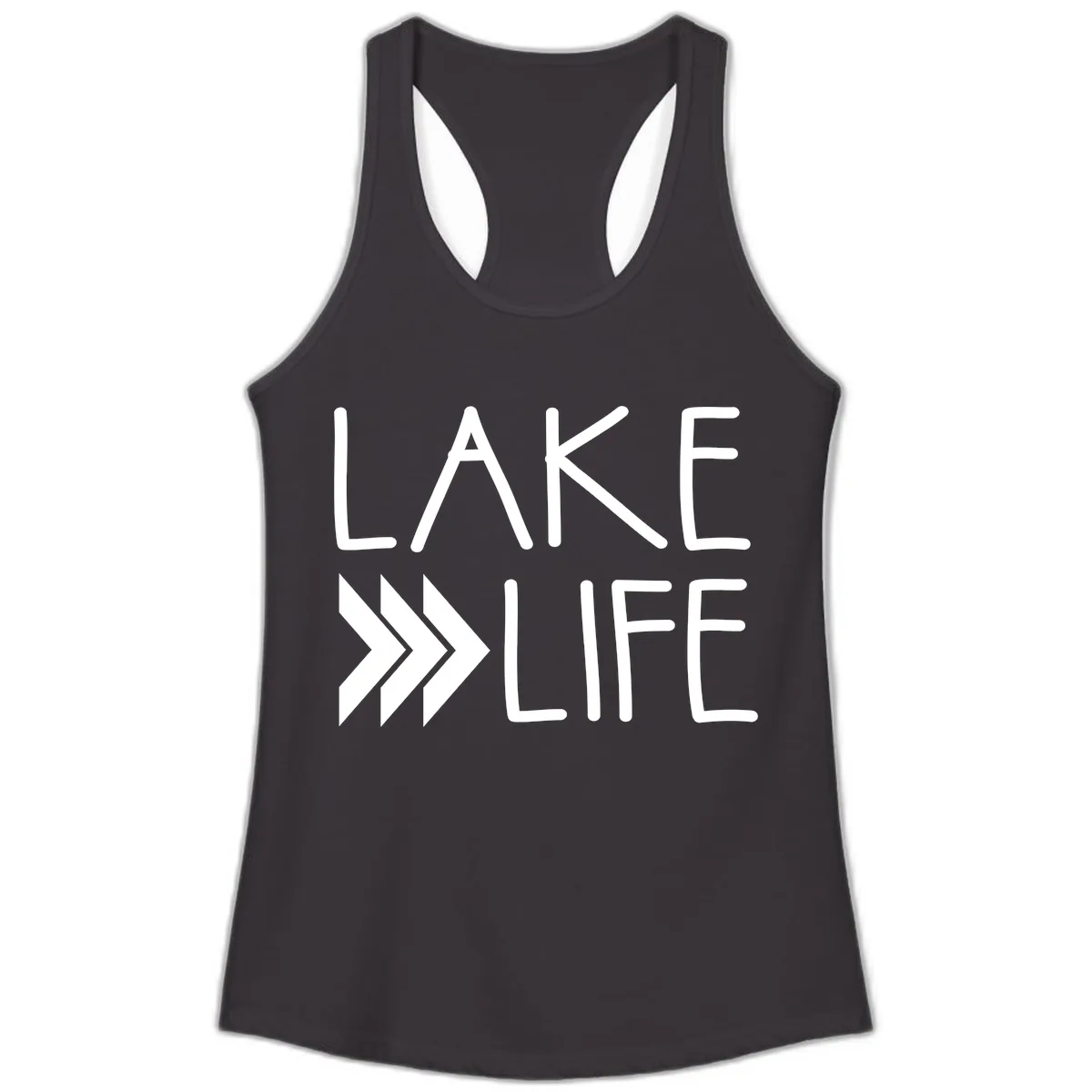 Lake Life Arrow Design Ladies Tank in Black
