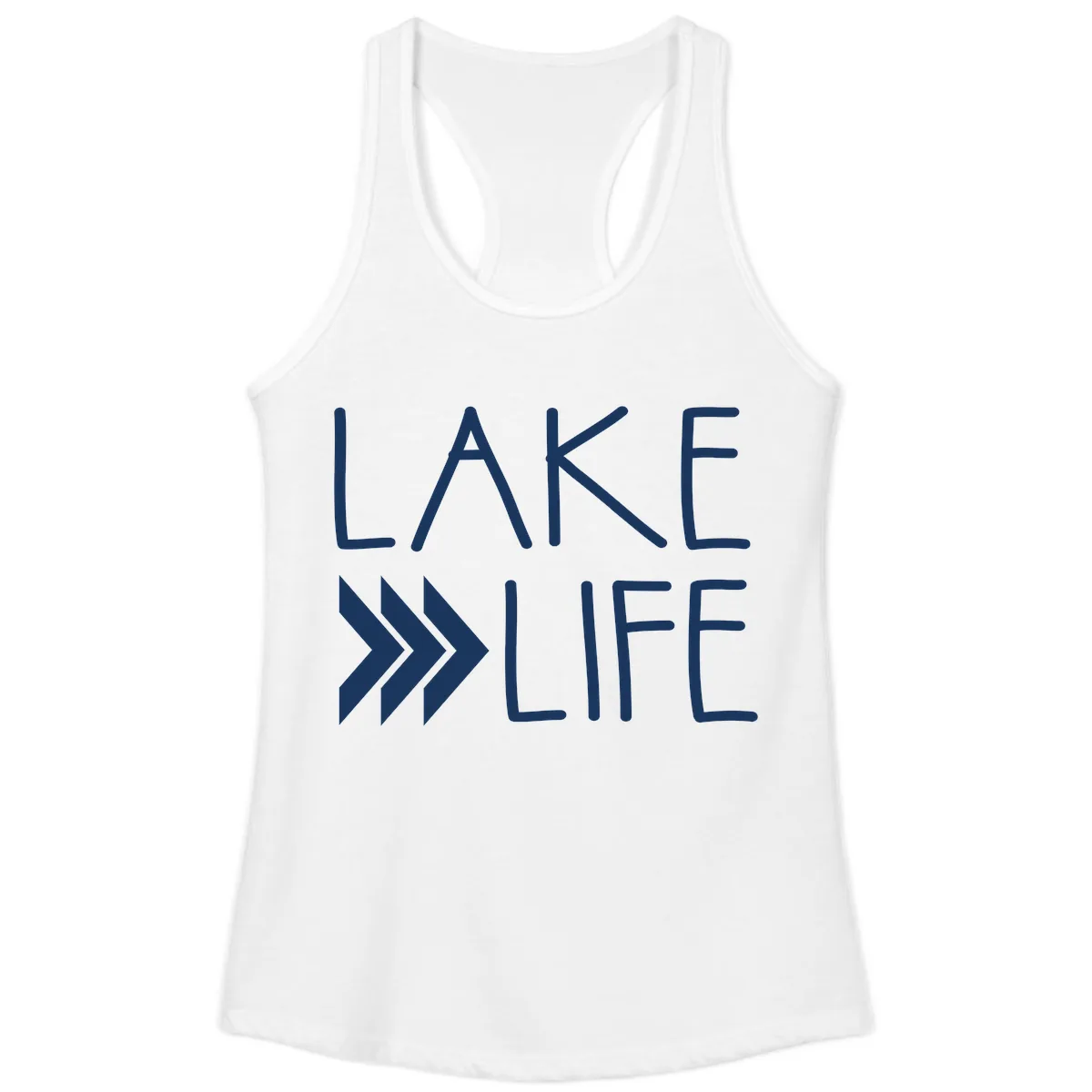 Lake Life Arrow Design Ladies Tank in White