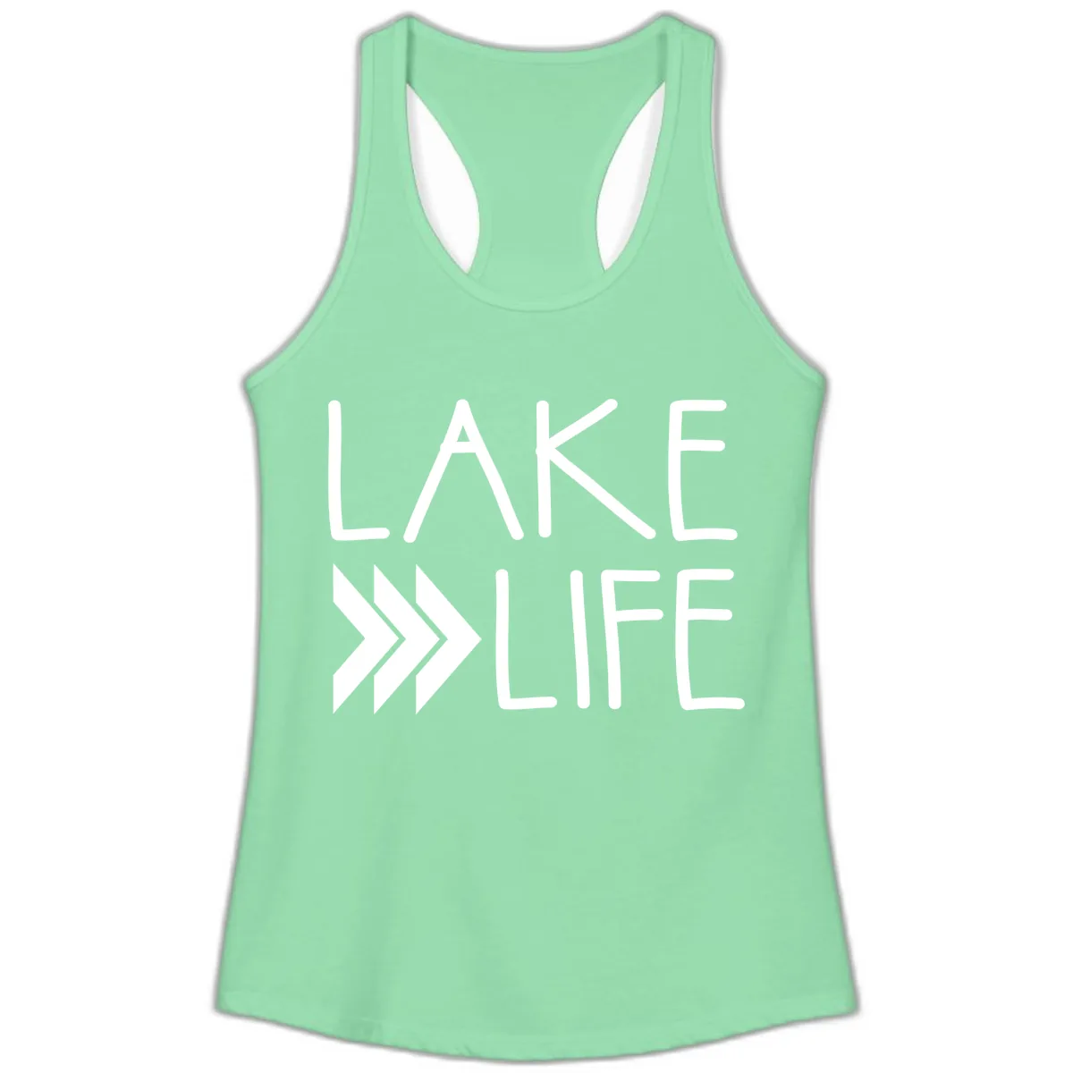 Lake Life Arrow Design Ladies Tank in Solid Mint