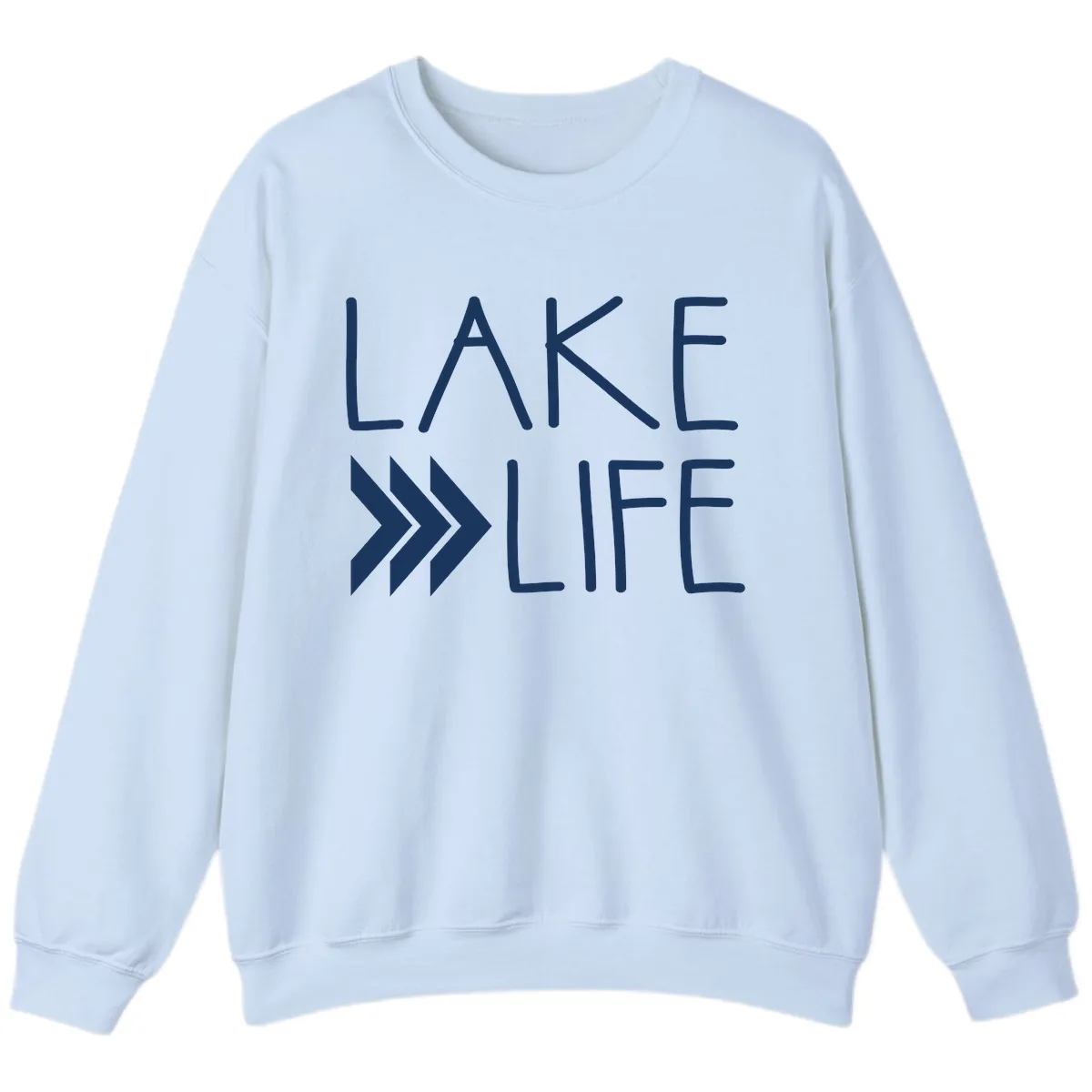 Lake Life Arrow Design Sweatshirt in Light Blue