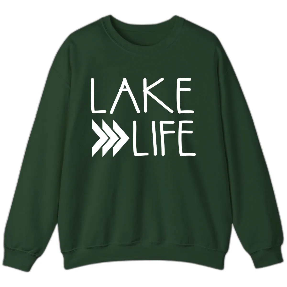 Lake Life Arrow Design Sweatshirt in Forest Green