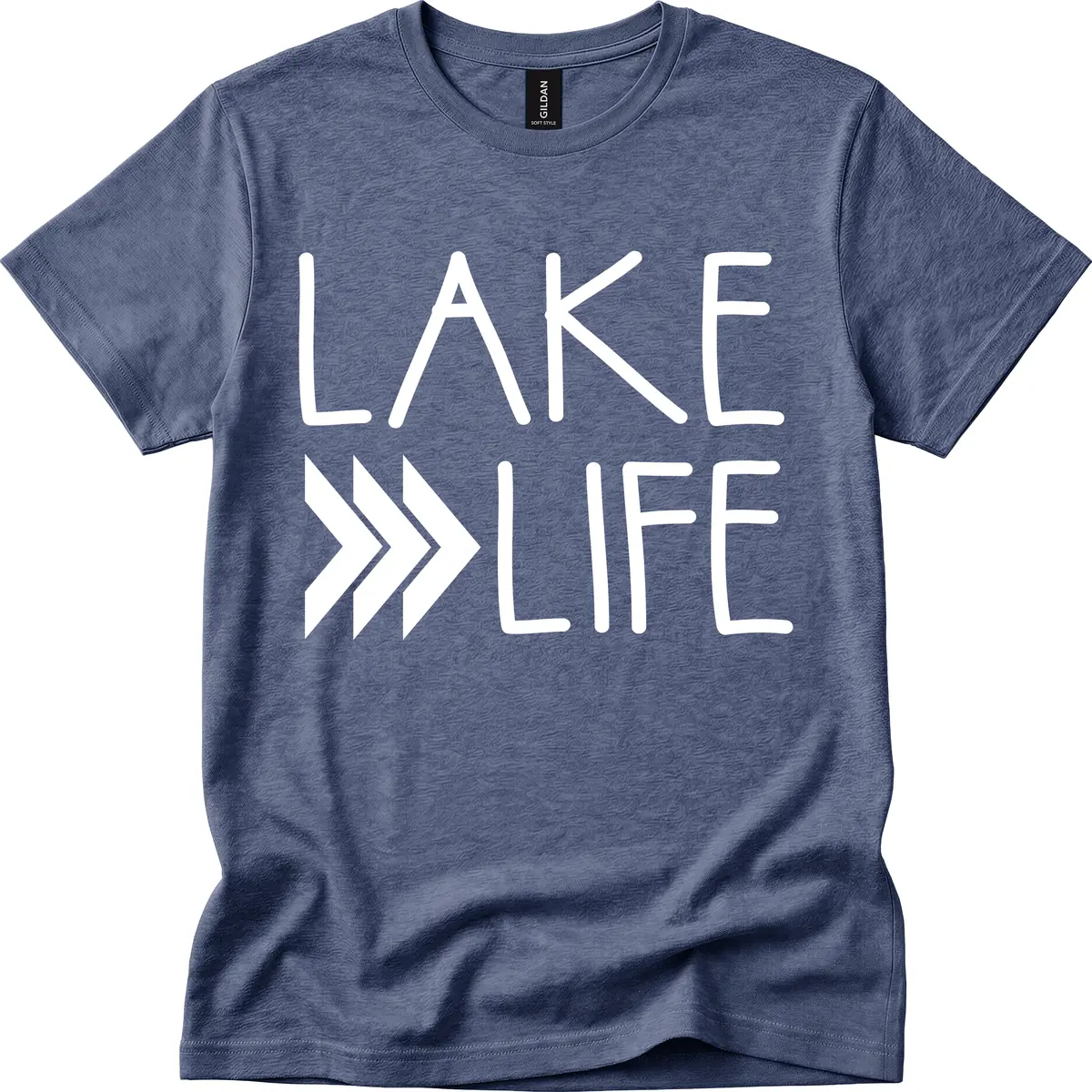 Lake Life Arrow Design T-Shirt in Heather Navy