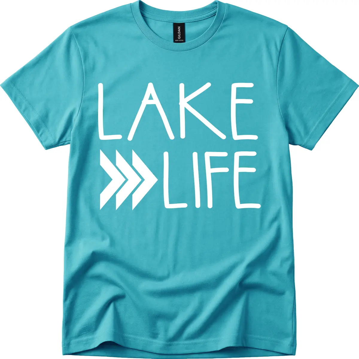 Lake Life Arrow Design T-Shirt in Tropical Blue