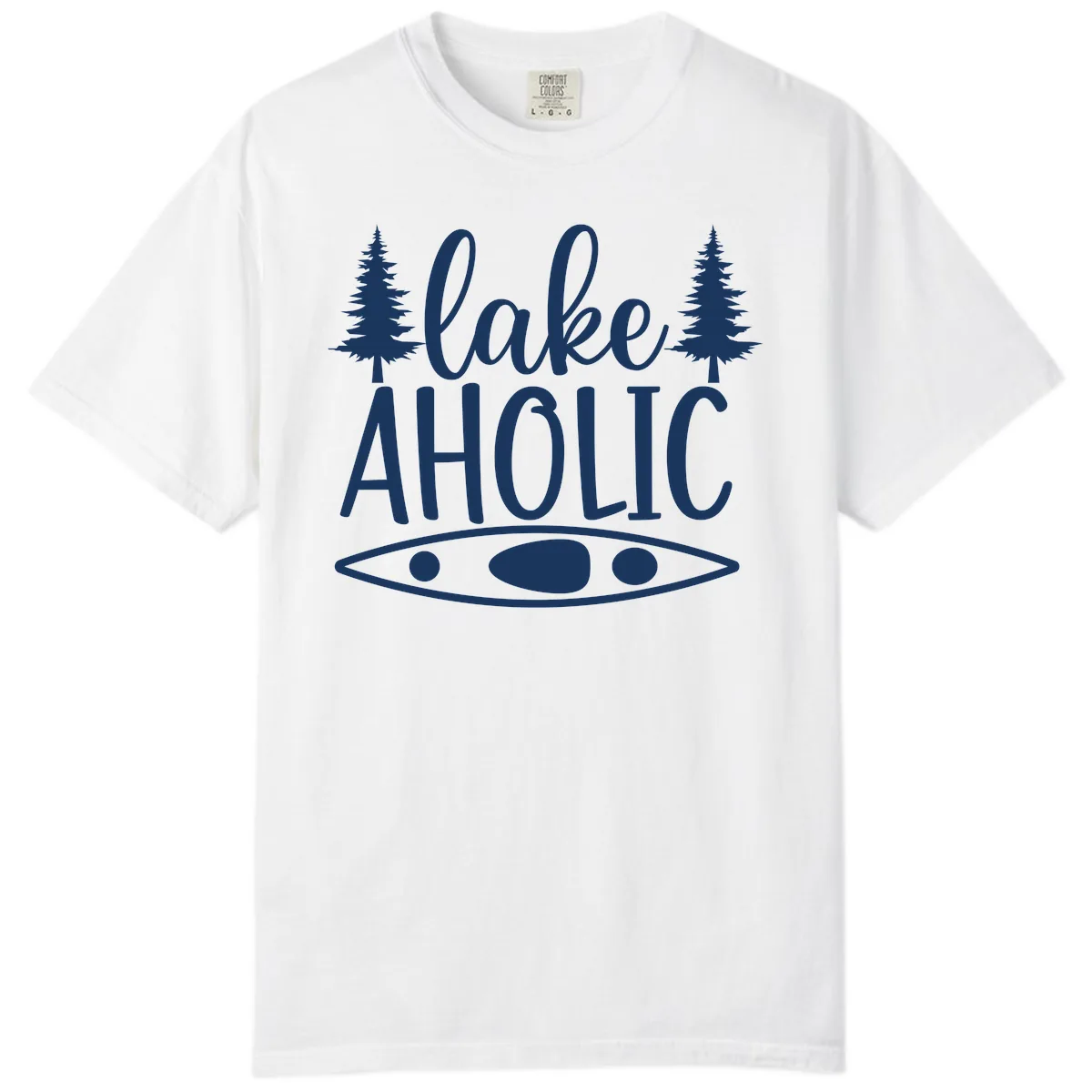 Lakeaholic Kayak And Trees Comfort Color in White