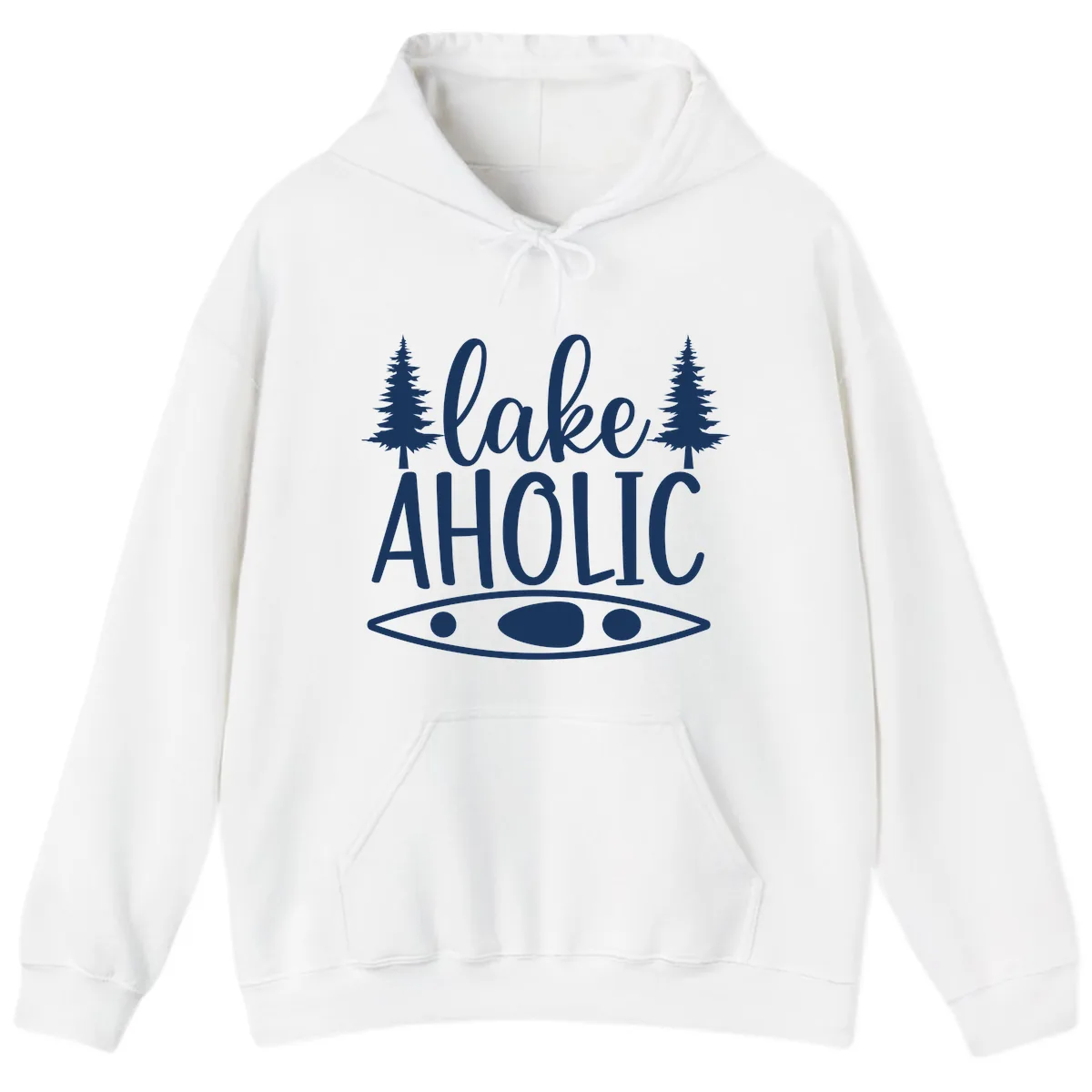 Lakeaholic Kayak And Trees Hoodie in White