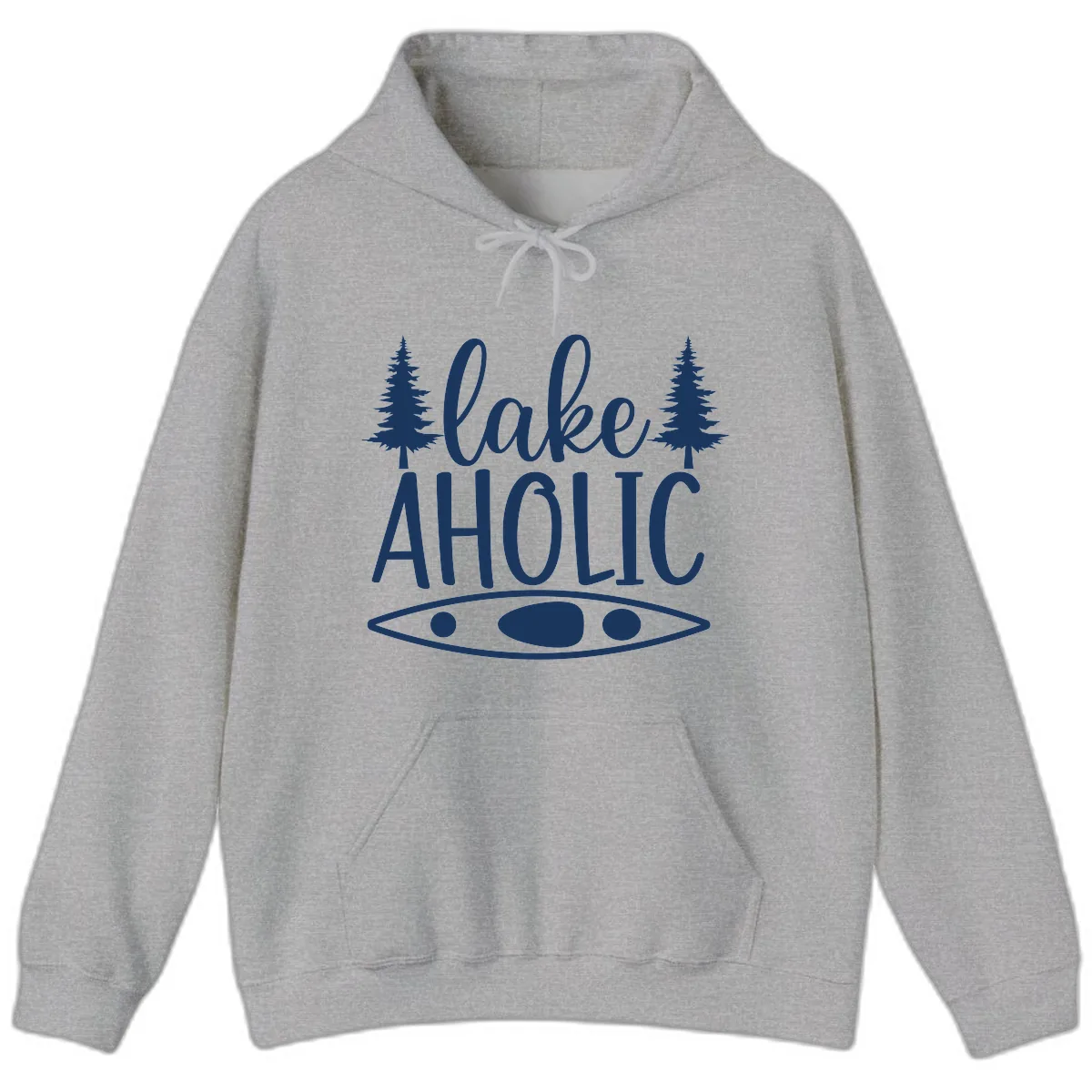 Lakeaholic Kayak And Trees Hoodie in Sport Grey