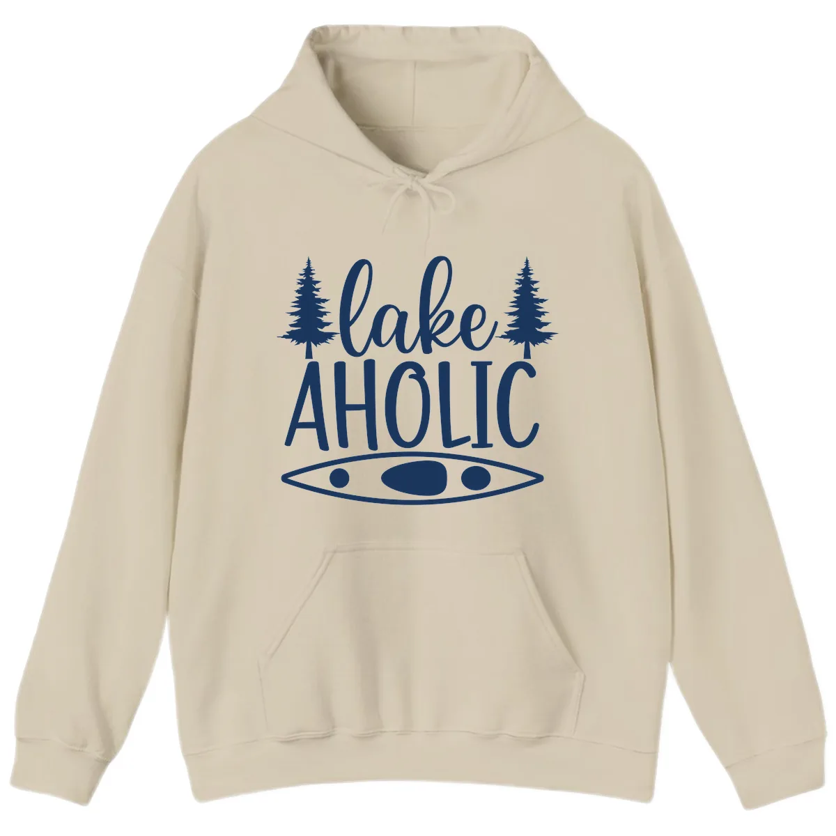 Lakeaholic Kayak And Trees Hoodie in Sand