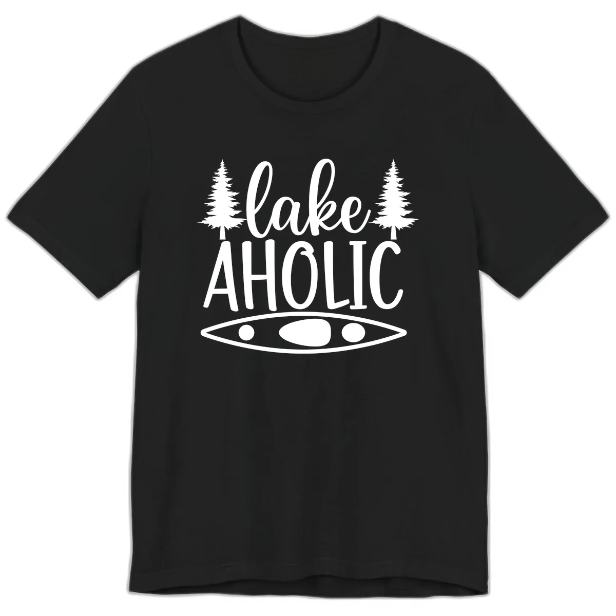 Lakeaholic Kayak And Trees Premium T-Shirt in Black