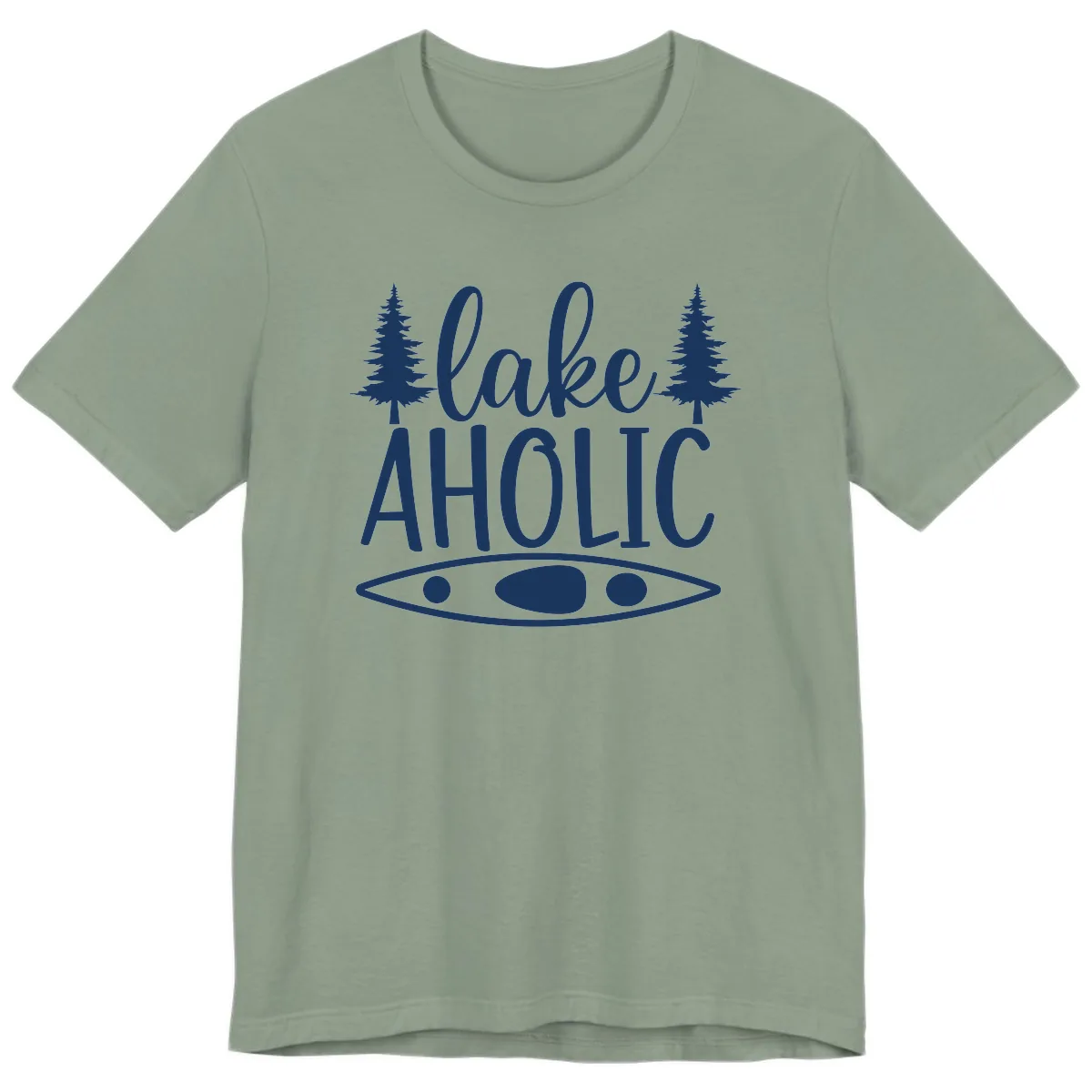 Lakeaholic Kayak And Trees Premium T-Shirt in Sage