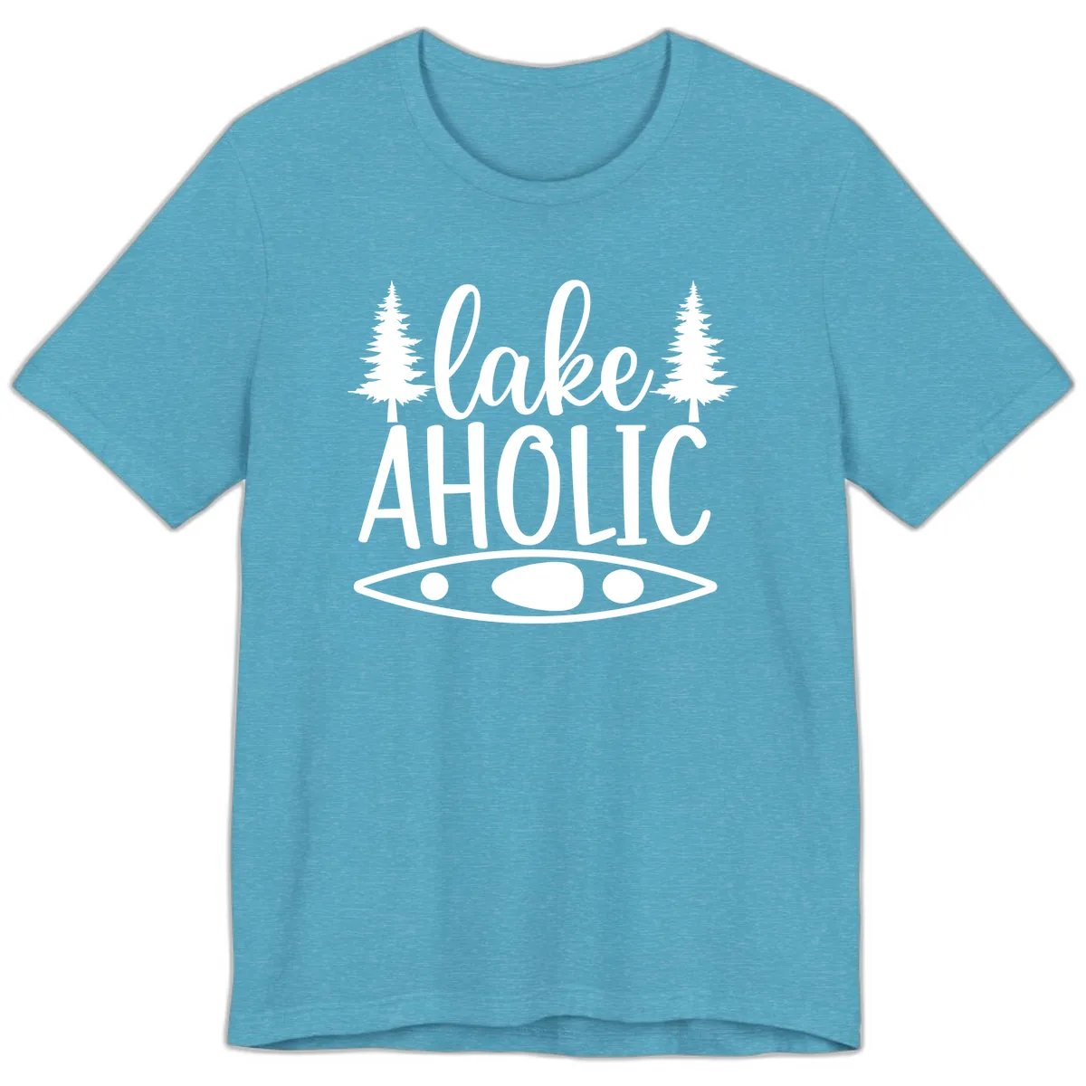 Lakeaholic Kayak And Trees Premium T-Shirt in Heather Aqua