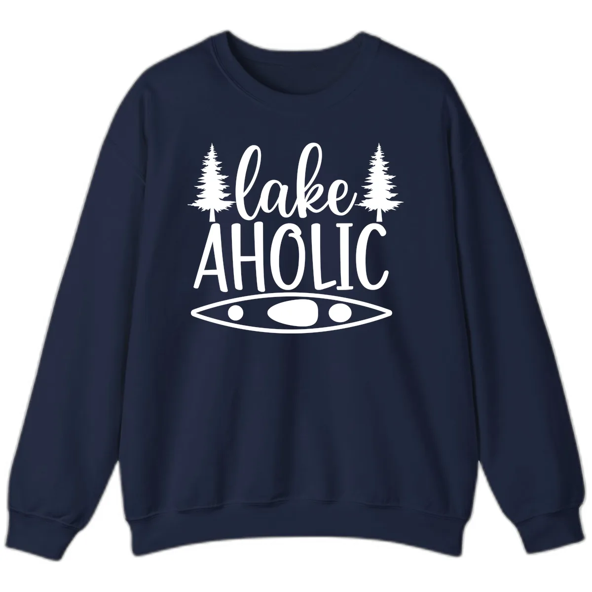 Lakeaholic Kayak And Trees Sweatshirt in Navy